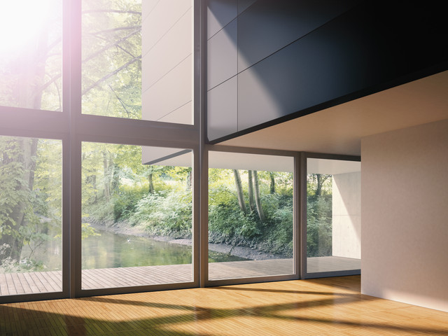 Interieur eines modernen Wohnzimmers mit Blick auf einen Bach, 3D-Rendering Lizenzfreies Stockfoto Interieur eines modernen Wohnzimmers mit Blick auf einen Bach, 3D-Rendering
Lizenzfreies Stockfoto