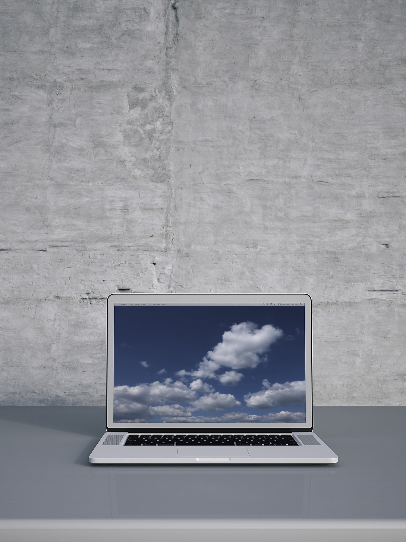 Stock photo, Royalty Free Stock Image, 3D Rendering, laptop at concrete wall