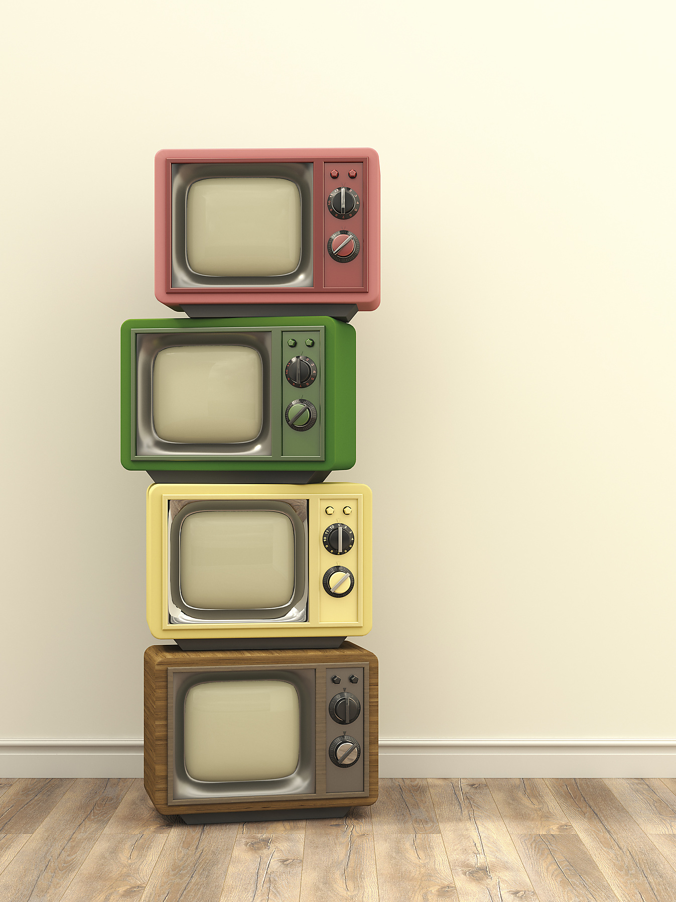 Stock Photo, Royalty Free Stock Image, Illustration, stack of old tv
