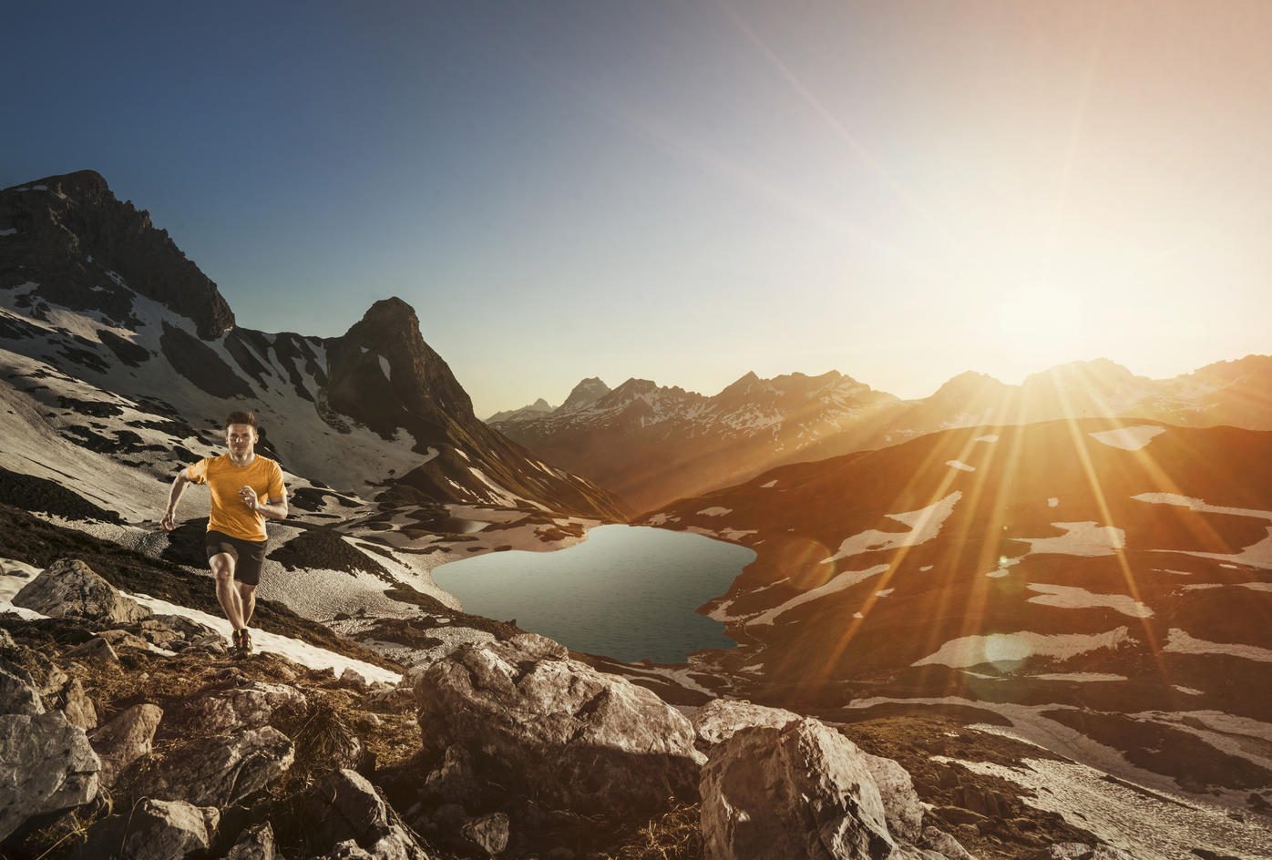 Germany, Allgaeu Alps, man running in mountains
Royalty free image