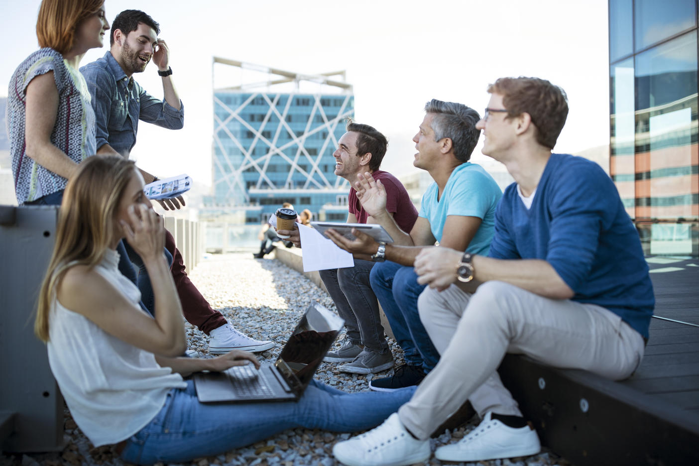 Business people having a casual meeting on a rooftop terrace
Royalty free image
