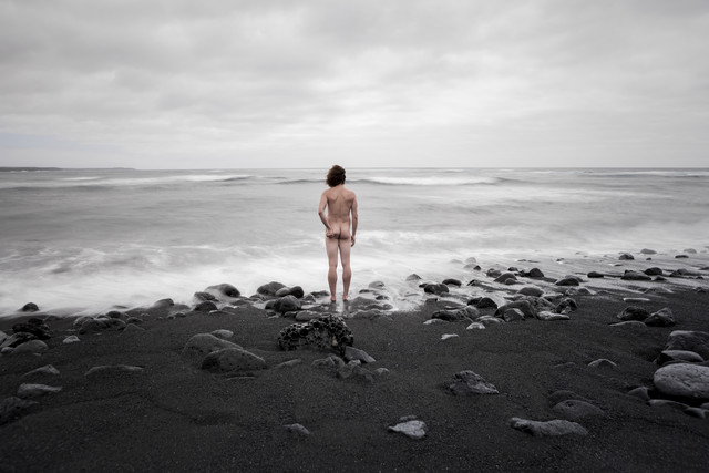 Lanzarote, Rear view of nude man standing on Playa de Janubio
Royalty free image