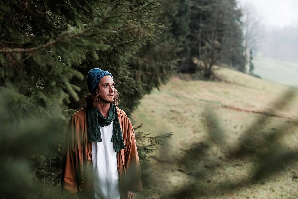 stock image, royalty-free, Young man in autumnal nature