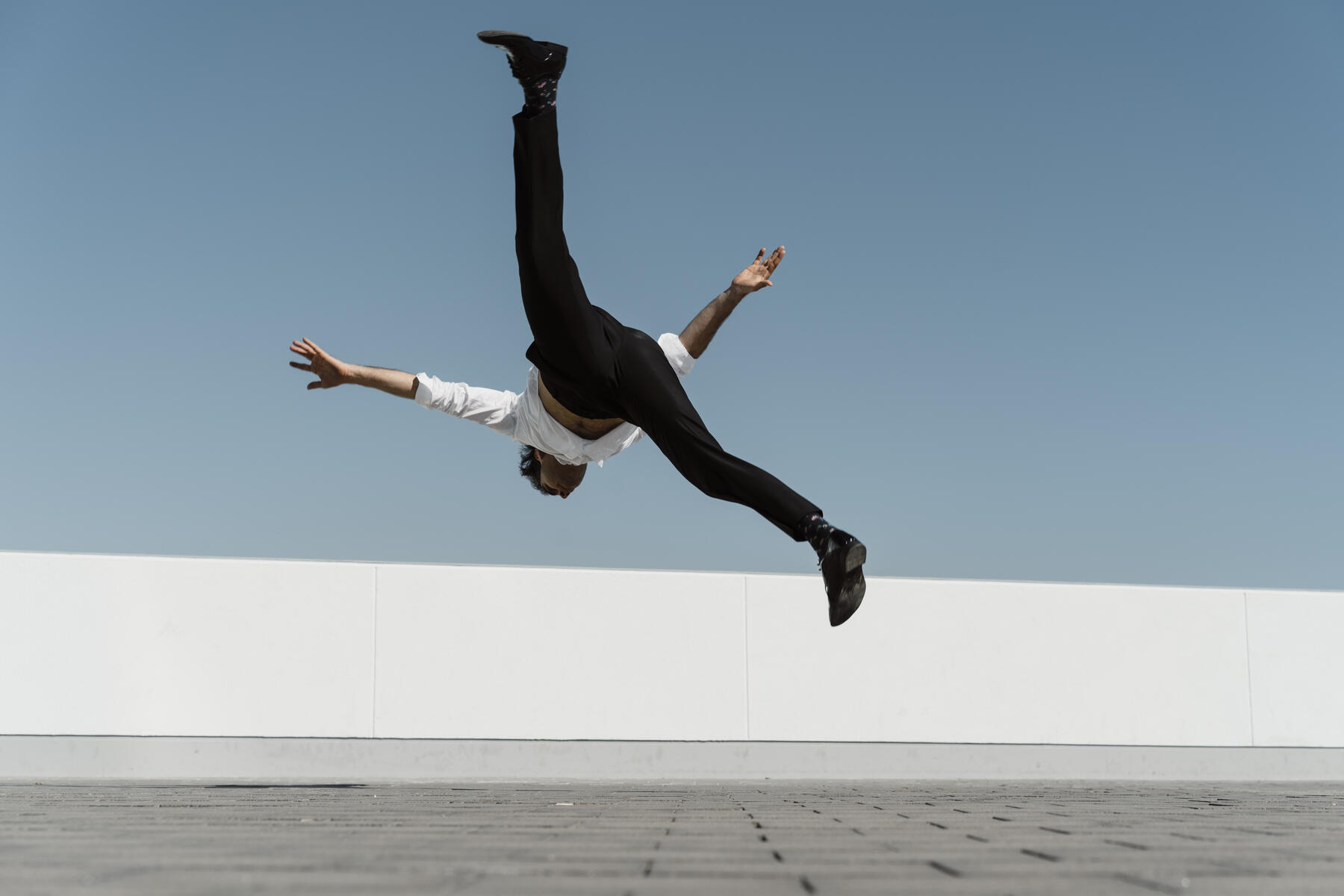 royalty-free, stock image, Artist practising on roof terrace
