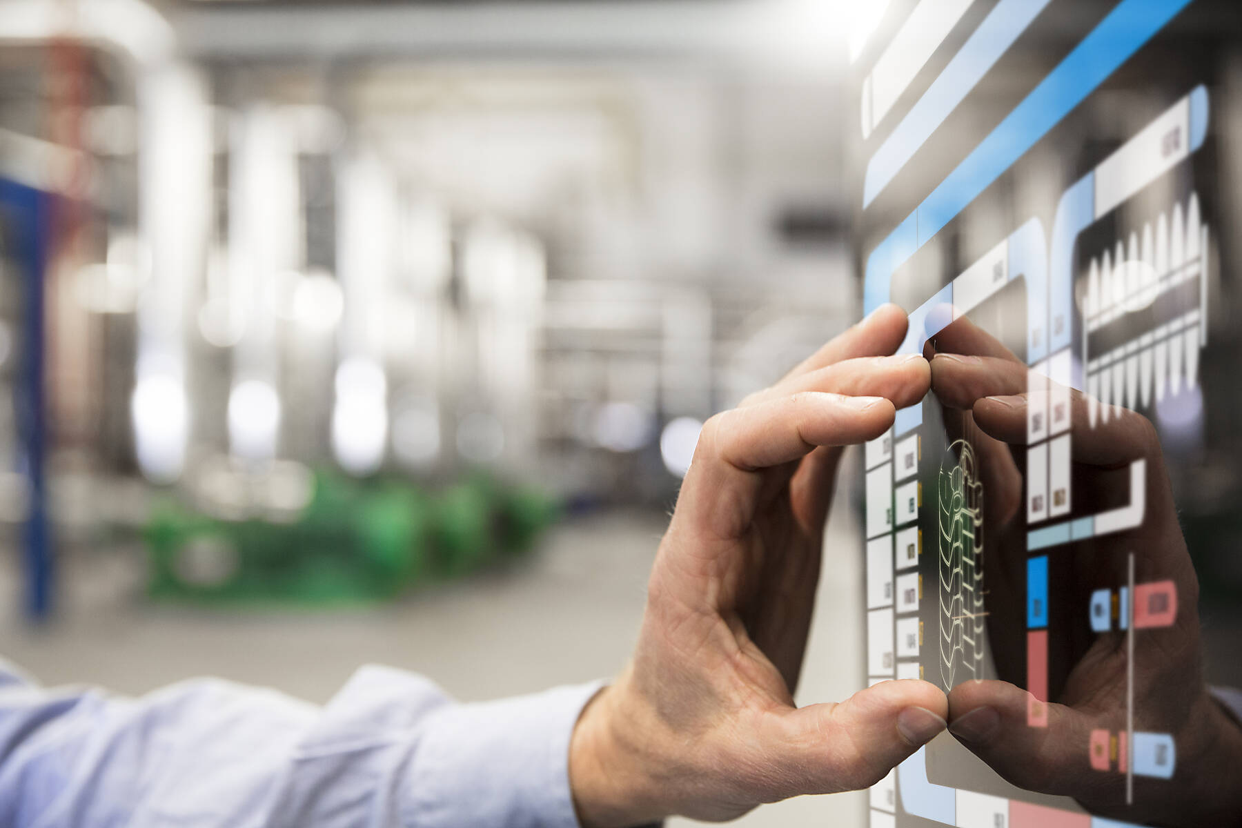 stock image, royalty-free, Man using touchscreen device in industrial plant