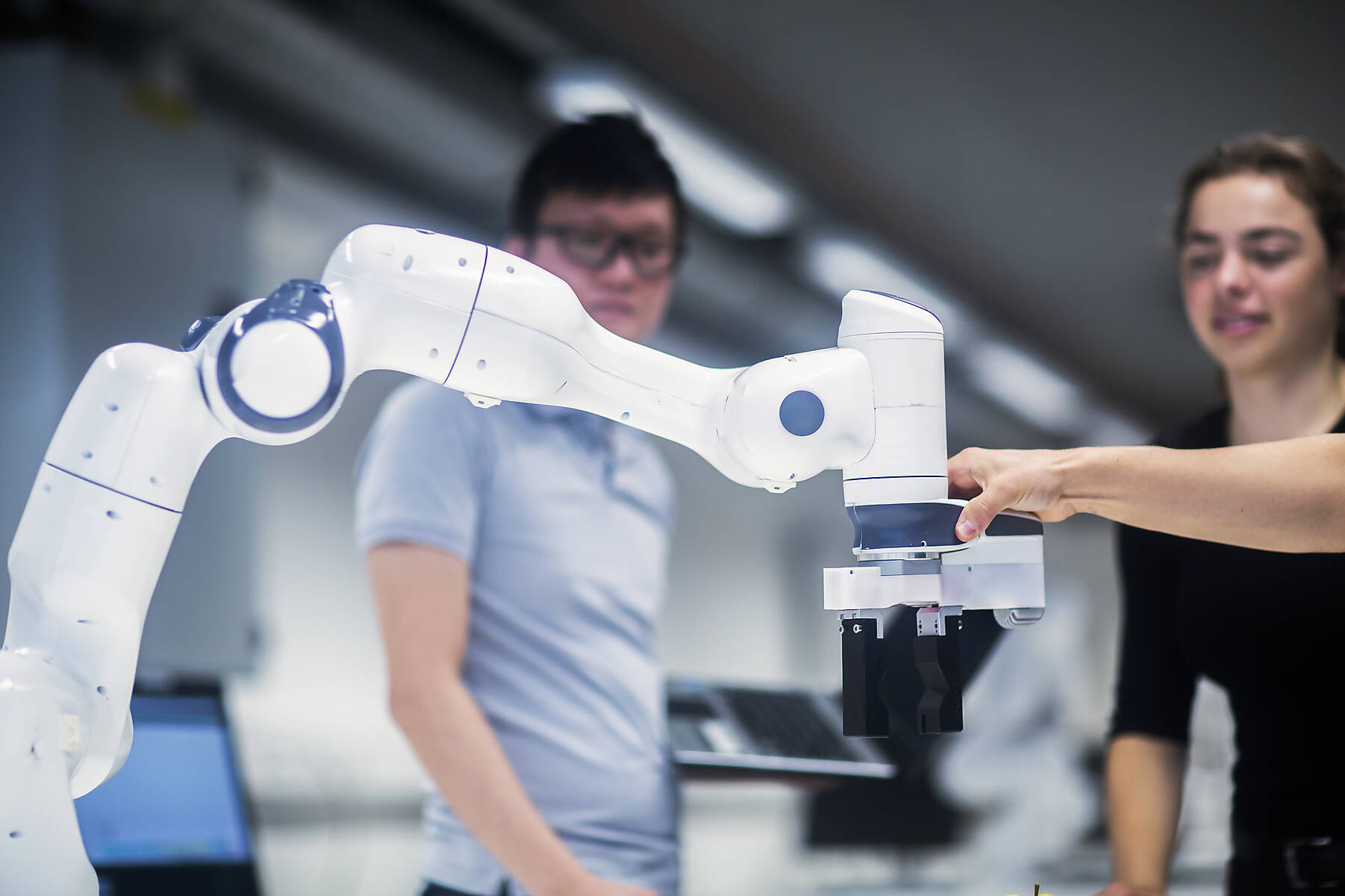 stock image, royalty-free, Sudents studying robotic at an university institute