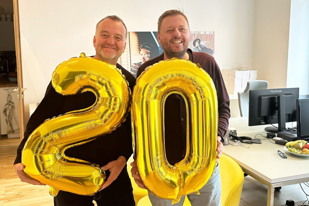 Founders Stephan Bock and Gerald Staufer are happy about the anniversary.