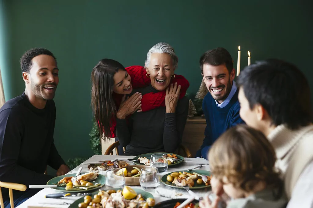 Multiracial family enjoying dinner party on Christmas vacation
Royalty free image