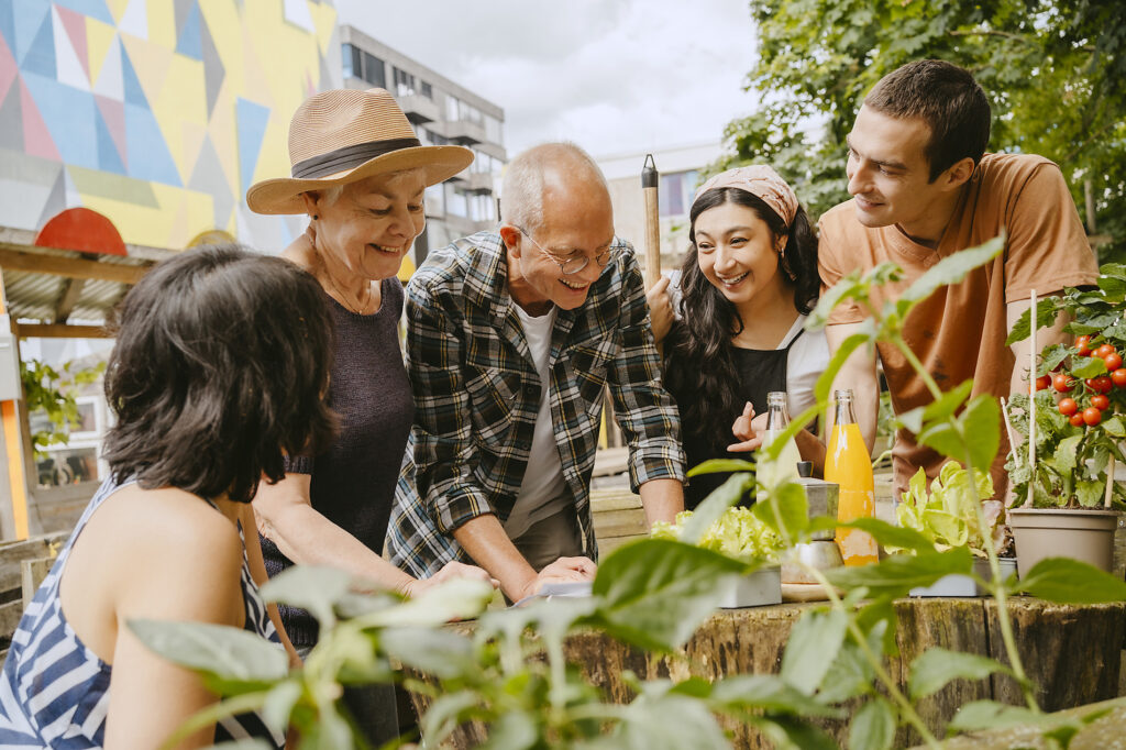 Group of people engaged in urban gardening activity outdoors. Royalty free image Group of people engaged in urban gardening activity outdoors.
Royalty free image