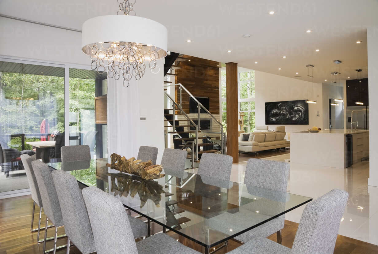 Modern Interior Design Luxury Open Plan, Luxury Glass Dining Table And Chairs
