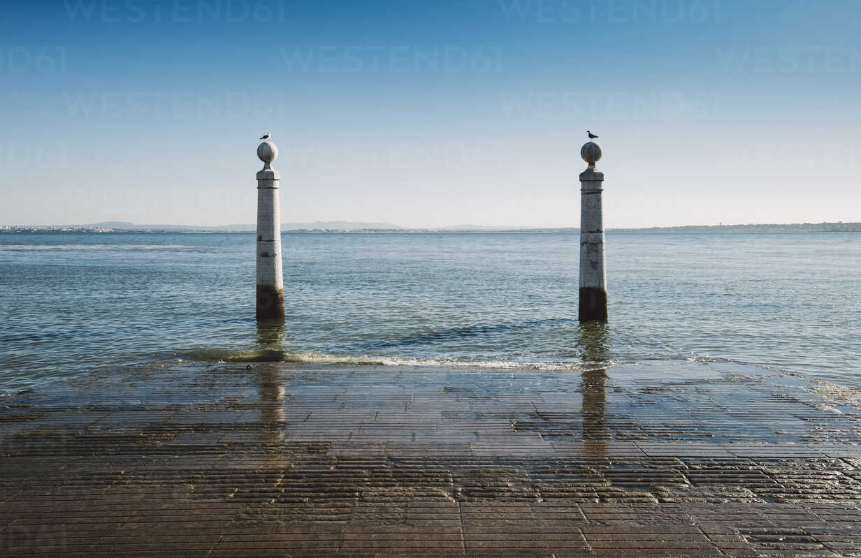 Portugal, Lisbon, River Tagus, Cais das Colunas stock photo