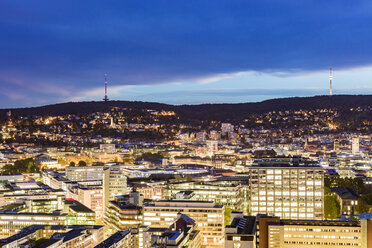 Germany, Stuttgart, cityscape at twilight - WDF05069