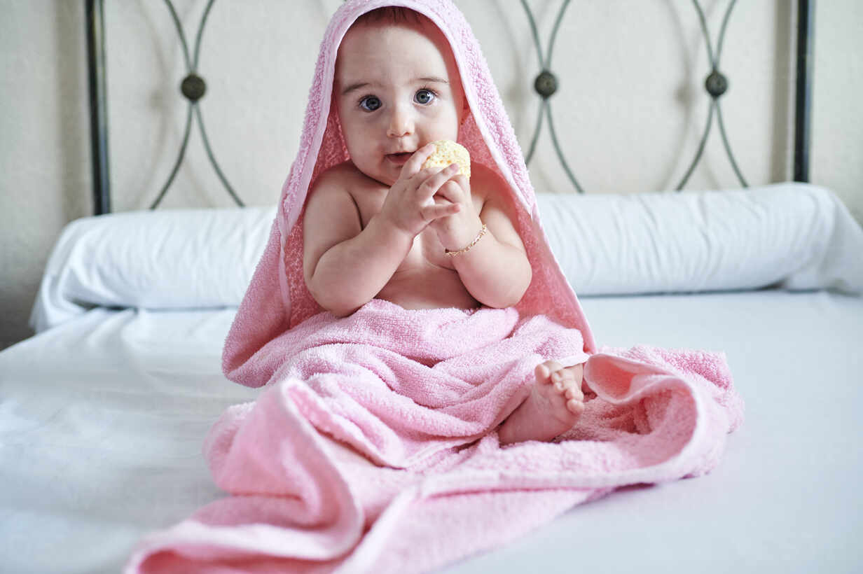 cute girl pink towel