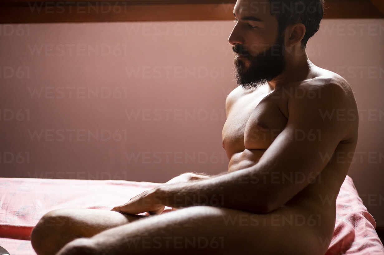 Man In Bed. Naked Male Model Guy Lying Alone In Bedroom. Stock Photo,  Picture And Royalty Free Image. Image 154514337.